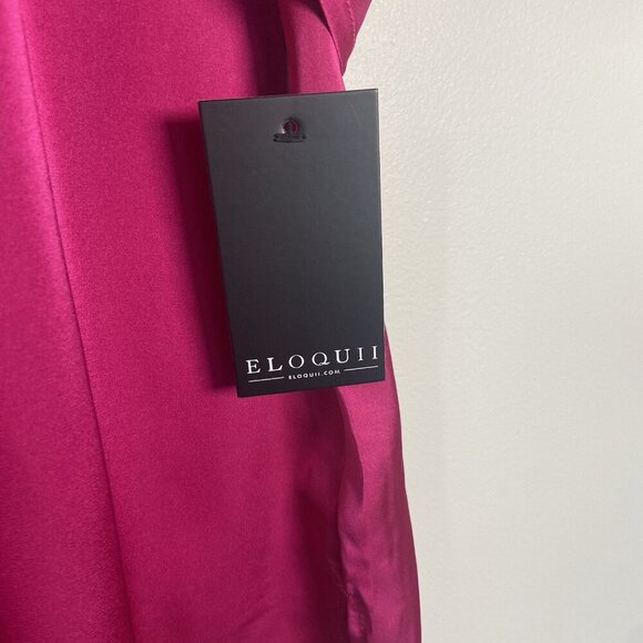 ELOQUII Women's Plus Size 22 Kimono Sleeve Top Fucshia Keyhole Satin NWT Fuschia - Picture 3 of 11